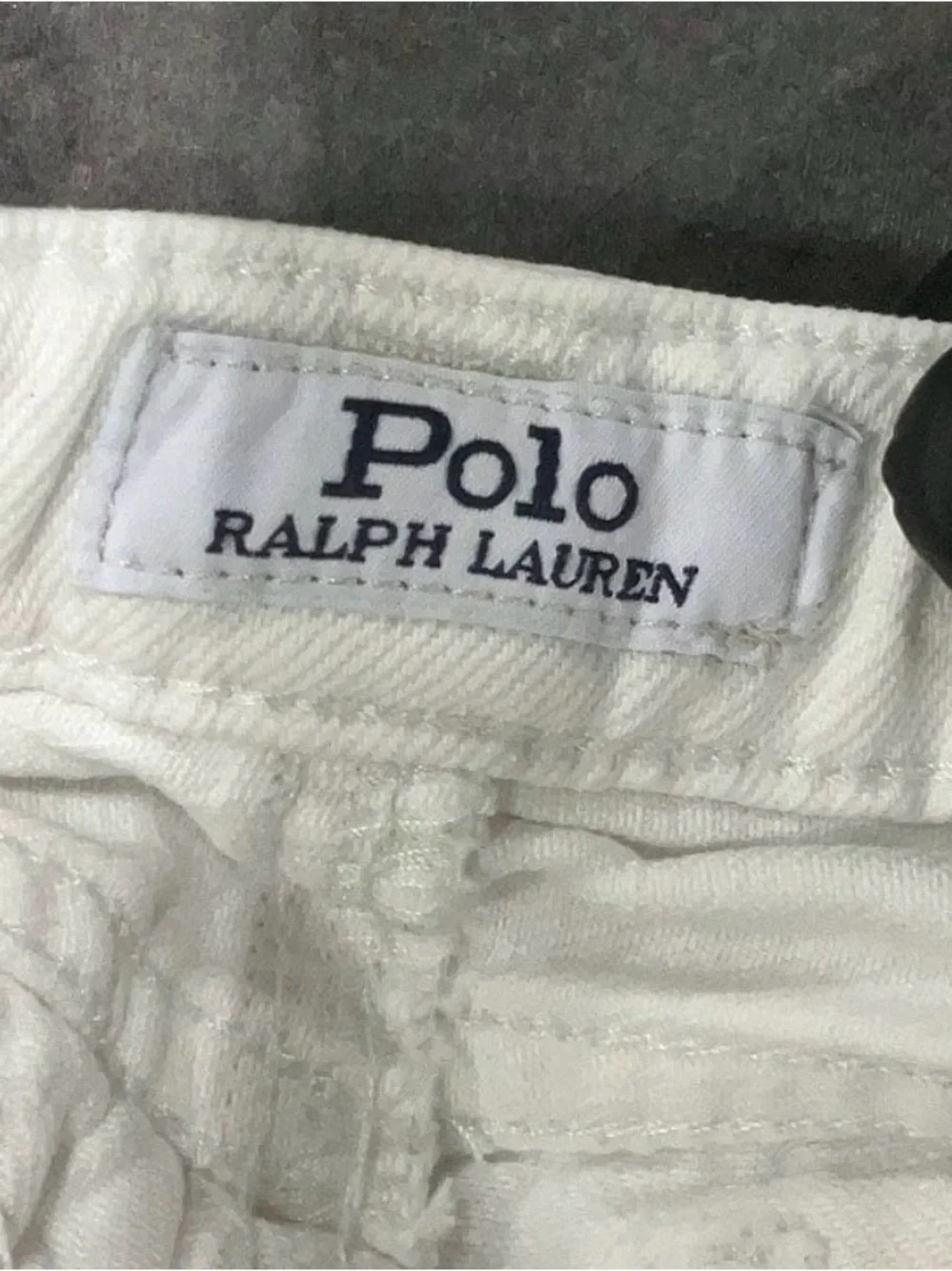 Ralph Lauren White Denim Cutoff Shorts with Frayed Hem